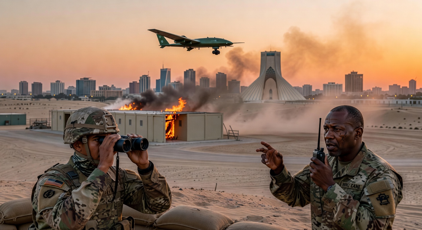 Digital map of the Middle East showing tension points between Kuwait and Iran.