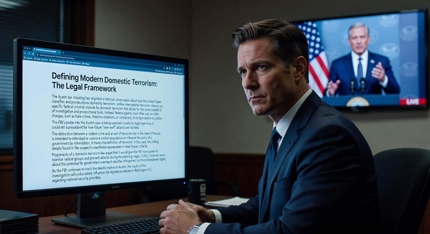 A courtroom gavel and legal documents representing the legal framework of terrorism investigations.