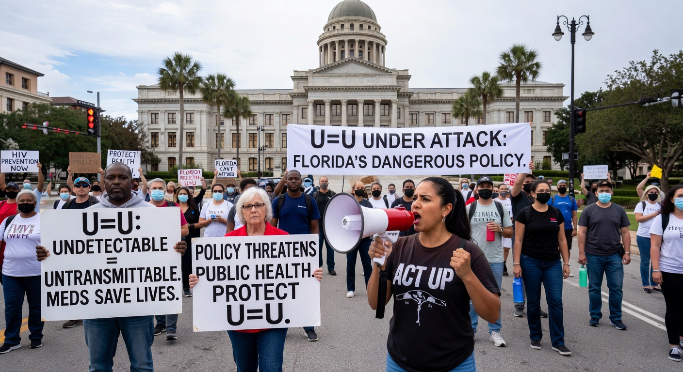 3D scientific visualization of HIV virus suppression through medication.