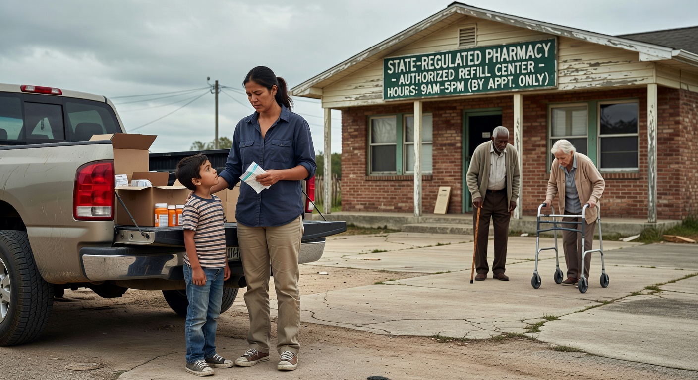 An elderly man in Florida holding a pill organizer, looking concerned.