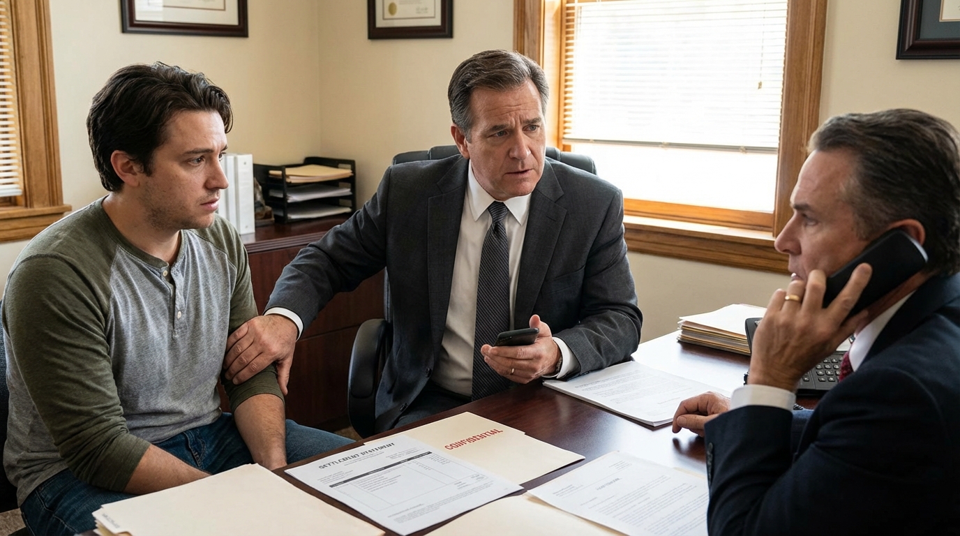 Person hesitating to answer a phone call from an insurance adjuster