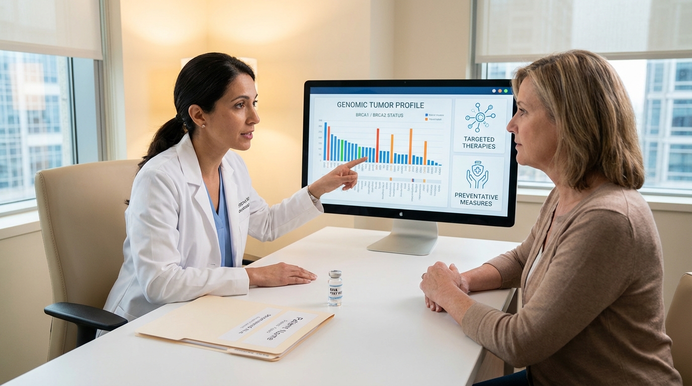 DNA double helix visualization representing personalized genetic medicine for cancer treatment