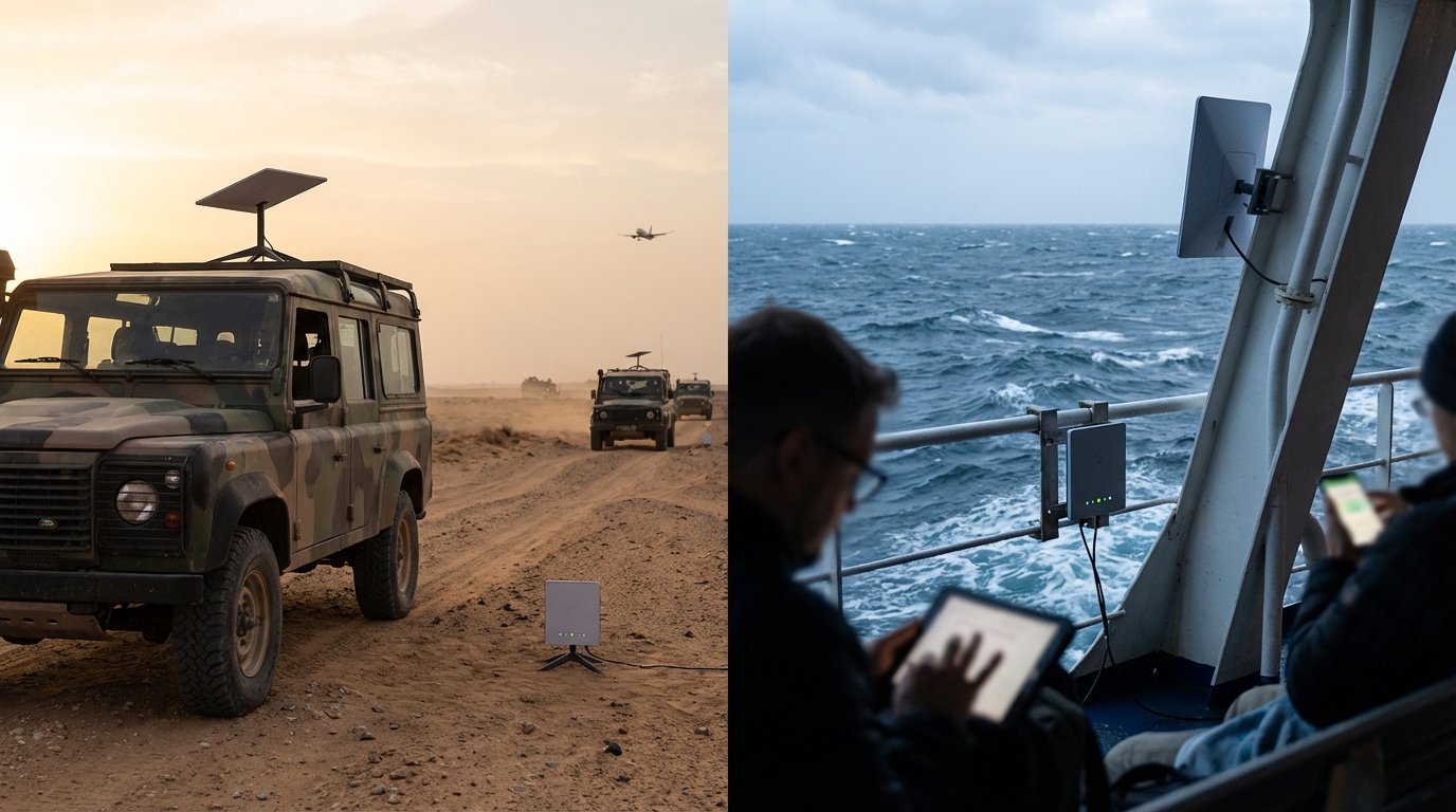 Research vessel in the Arctic using Starlink for connectivity