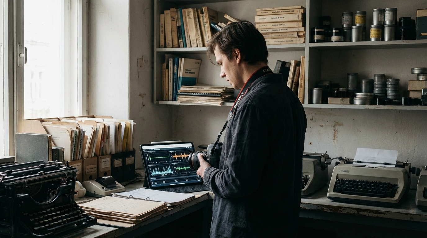 A vintage stock ticker contrasting with a modern holographic display represent old versus new trading technology.