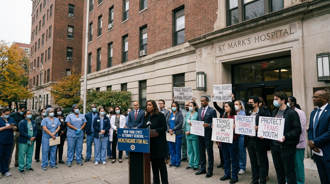 Silhouette of legal authority figure holding a document in front of NY Capitol building