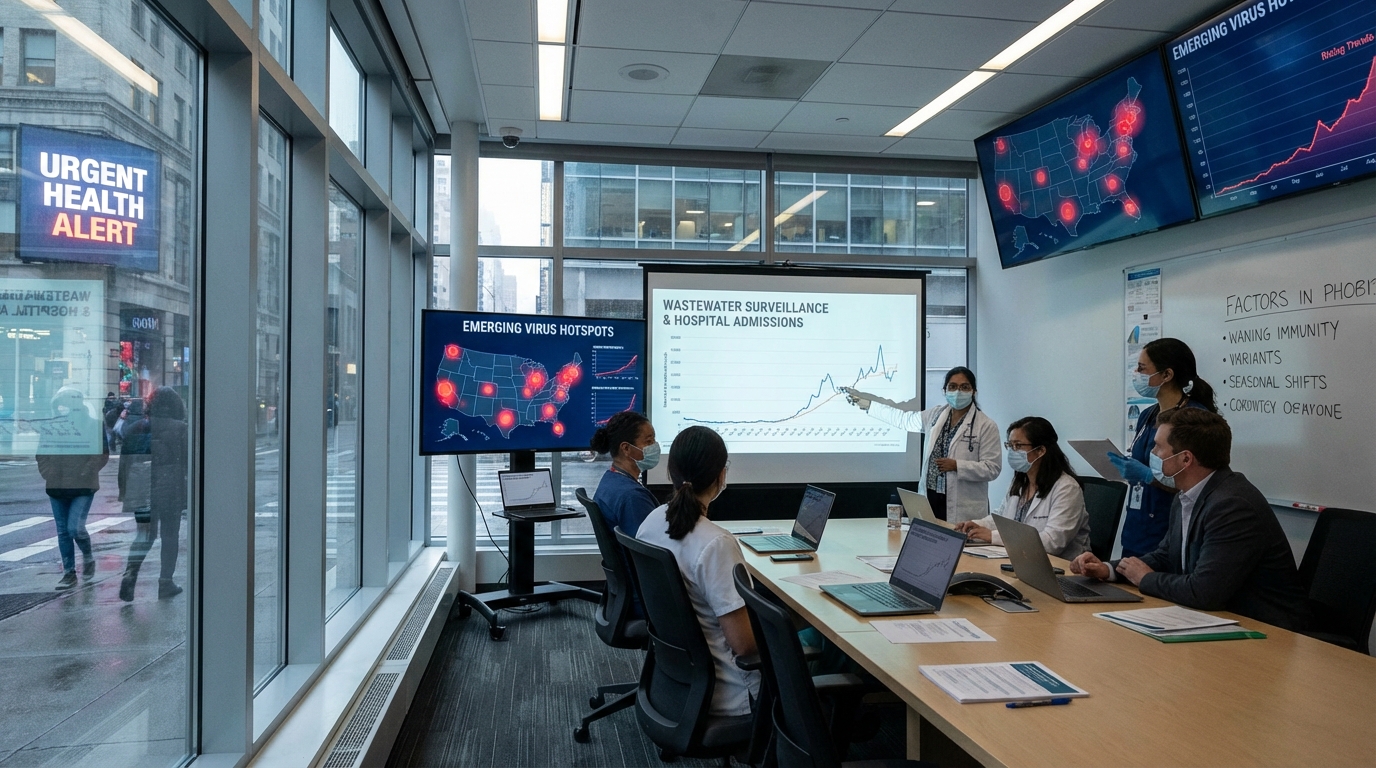 Digital interface displaying medical data and viral trend analysis