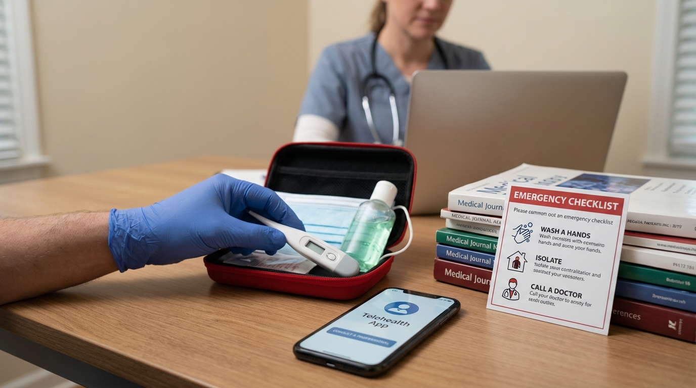 Person calling doctor on smartphone instead of going to the hospital immediately