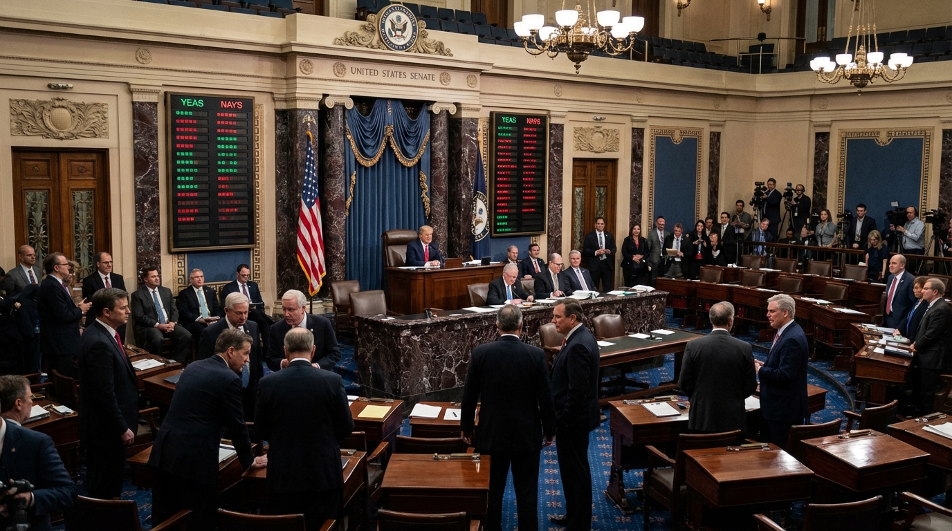 Close up of a gavel on a desk in the US Senate chamber symbolizing the blocking of the war powers measure.