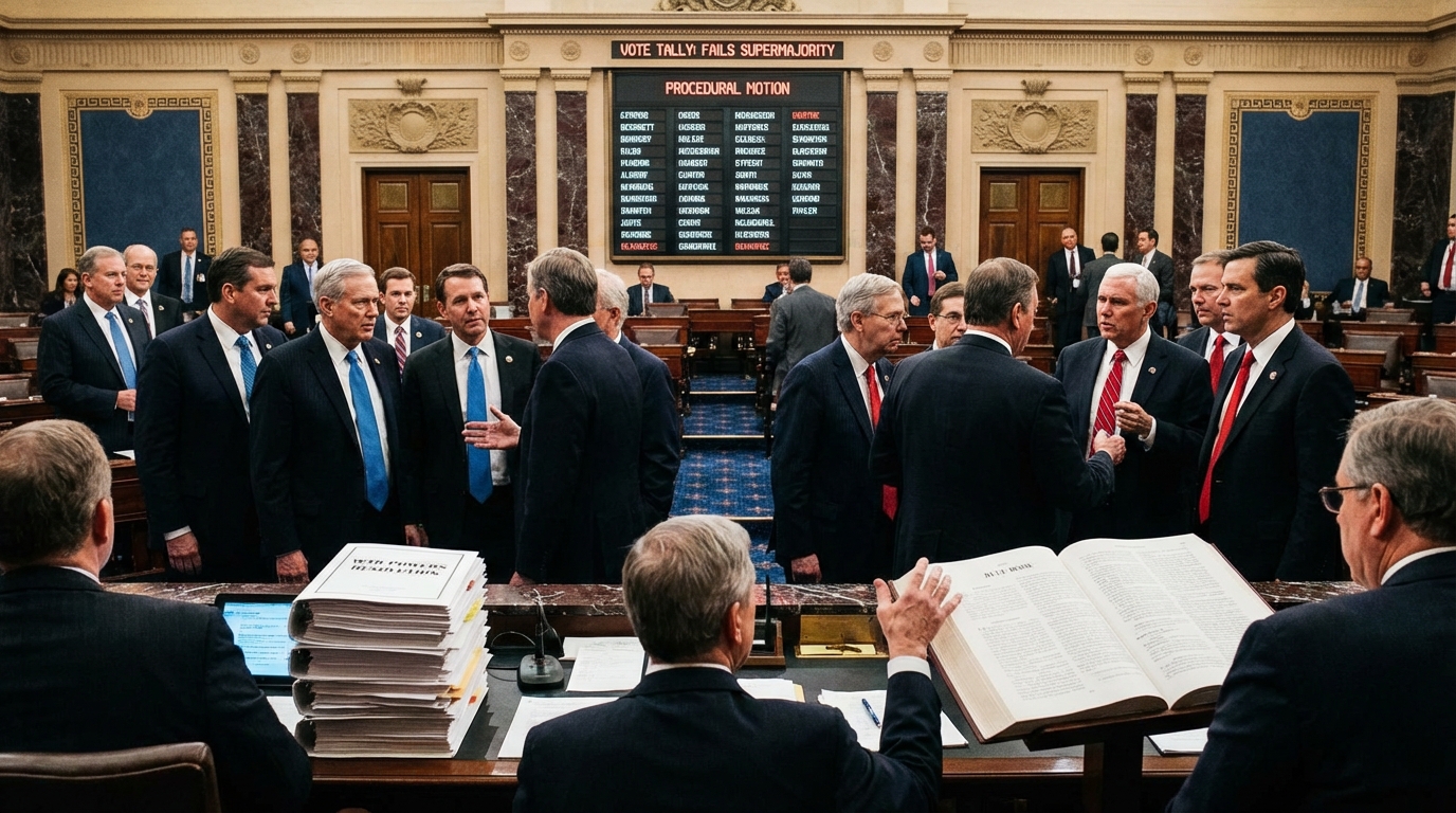 Digital voting tally board showing a majority of votes against the measure.
