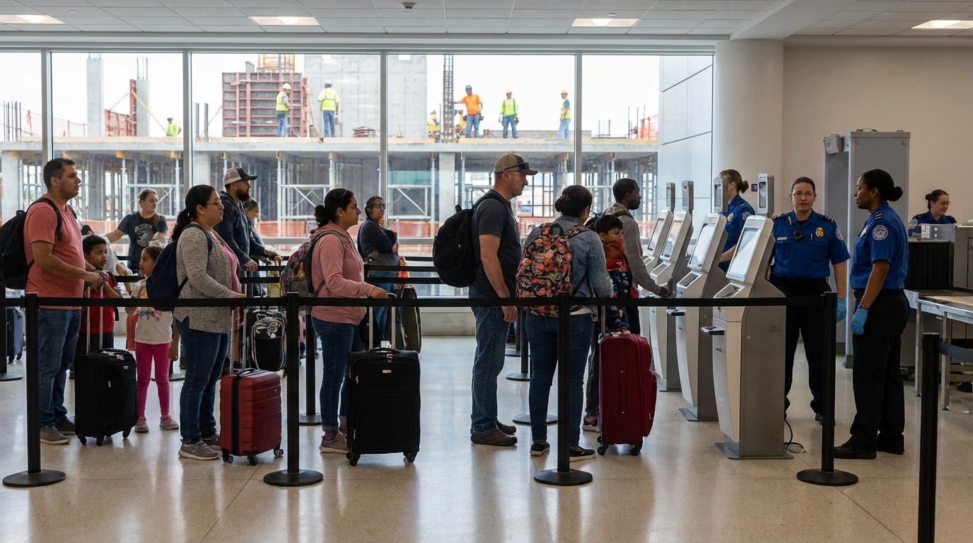 Family watching news about DHS secretary change in living room