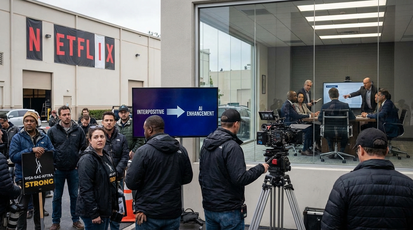 Symbolic image of a robotic hand guiding a human hand on a video editing mouse.