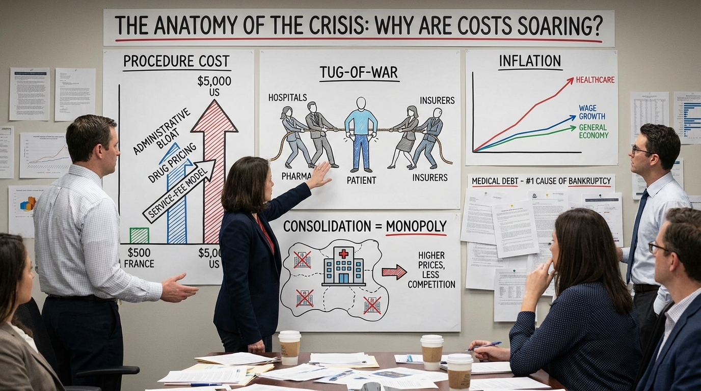 Stethoscope wrapped around gold coins symbolizing high health costs