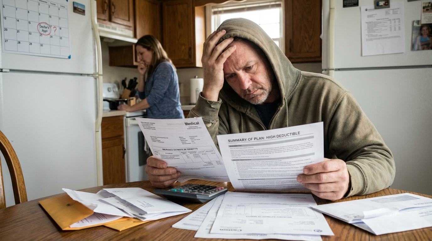 Magnifying glass examining insurance deductible details