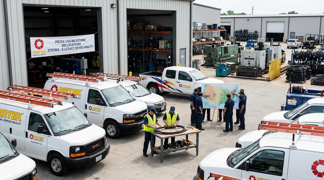 Close up of technician connecting hydraulic hose to heavy construction machinery