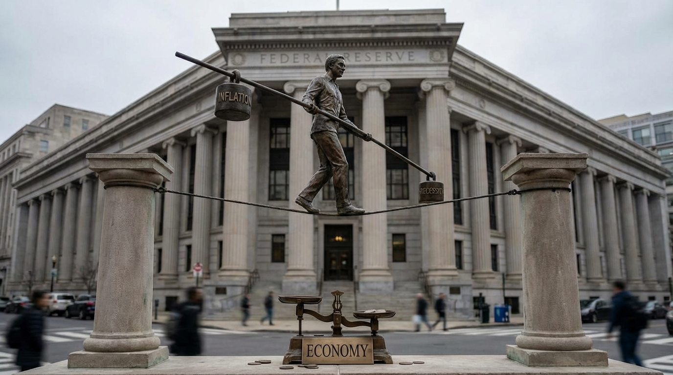 Brass scale balancing inflation and economic growth