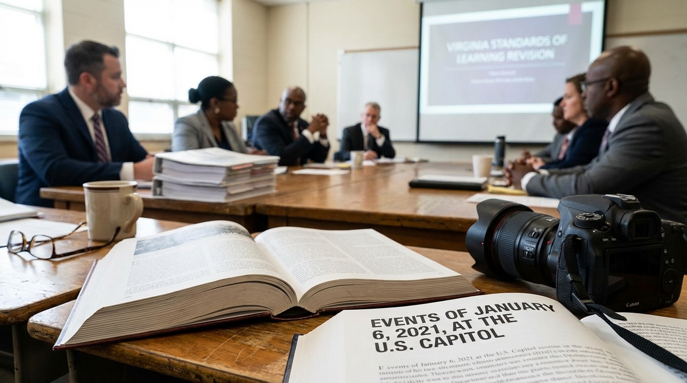 A wooden gavel on official documents representing the Virginia Board of Education decision.