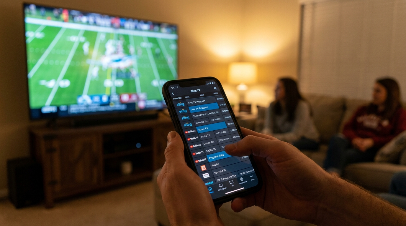 Synchronized viewing experience with live sports on TV and program guide on phone