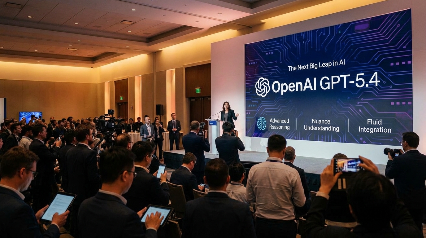 Close-up of a human eye merging with digital circuitry representing the new GPT-5.4 AI model