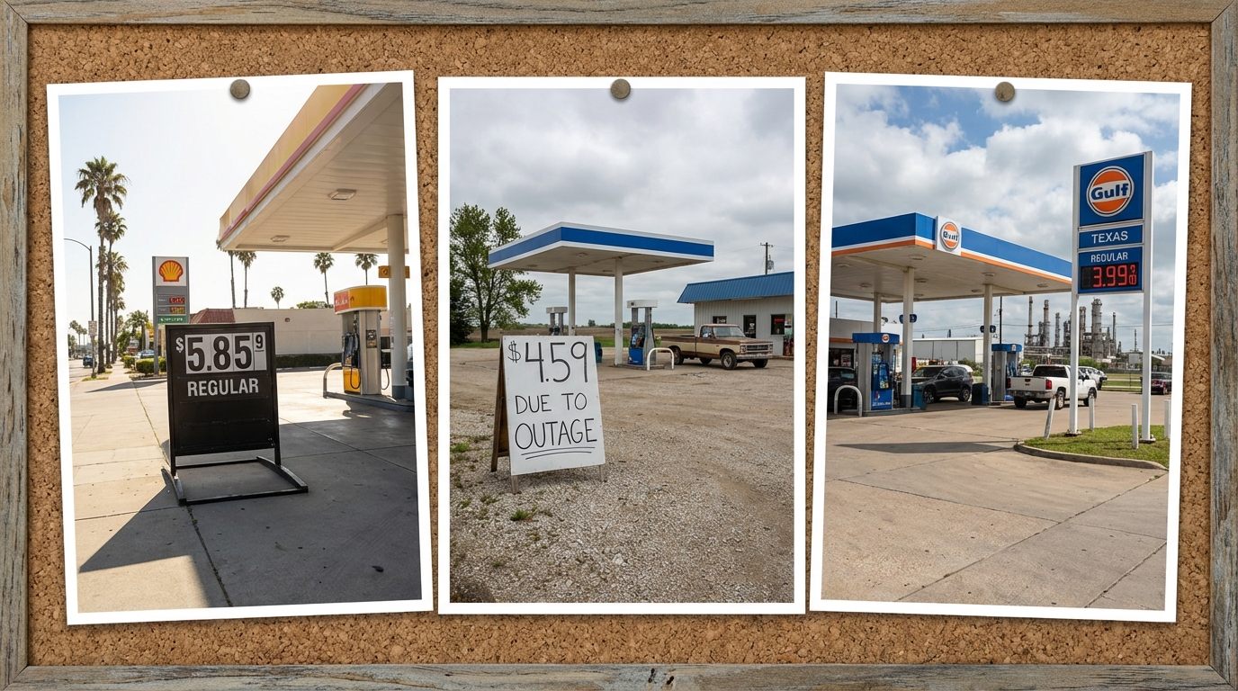 US map visualization showing heat map of high gas prices in different regions