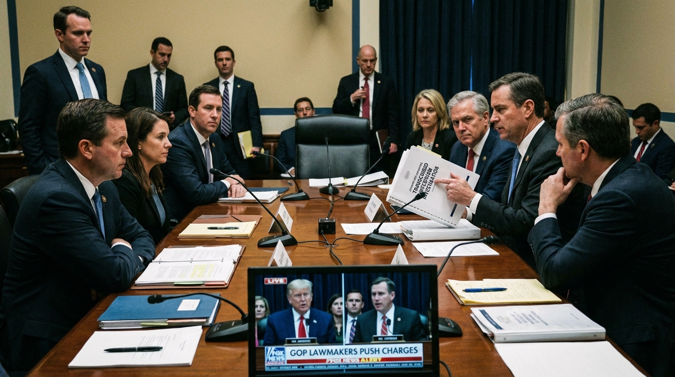 US Capitol building at twilight with dramatic lighting symbolizing political tension