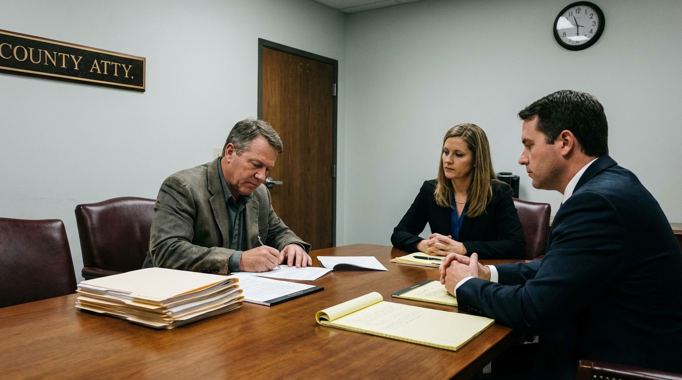 Signing a plea deal legal document