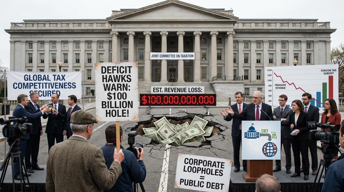 Bank vault door ajar with an hourglass representing financial loss and national deficit