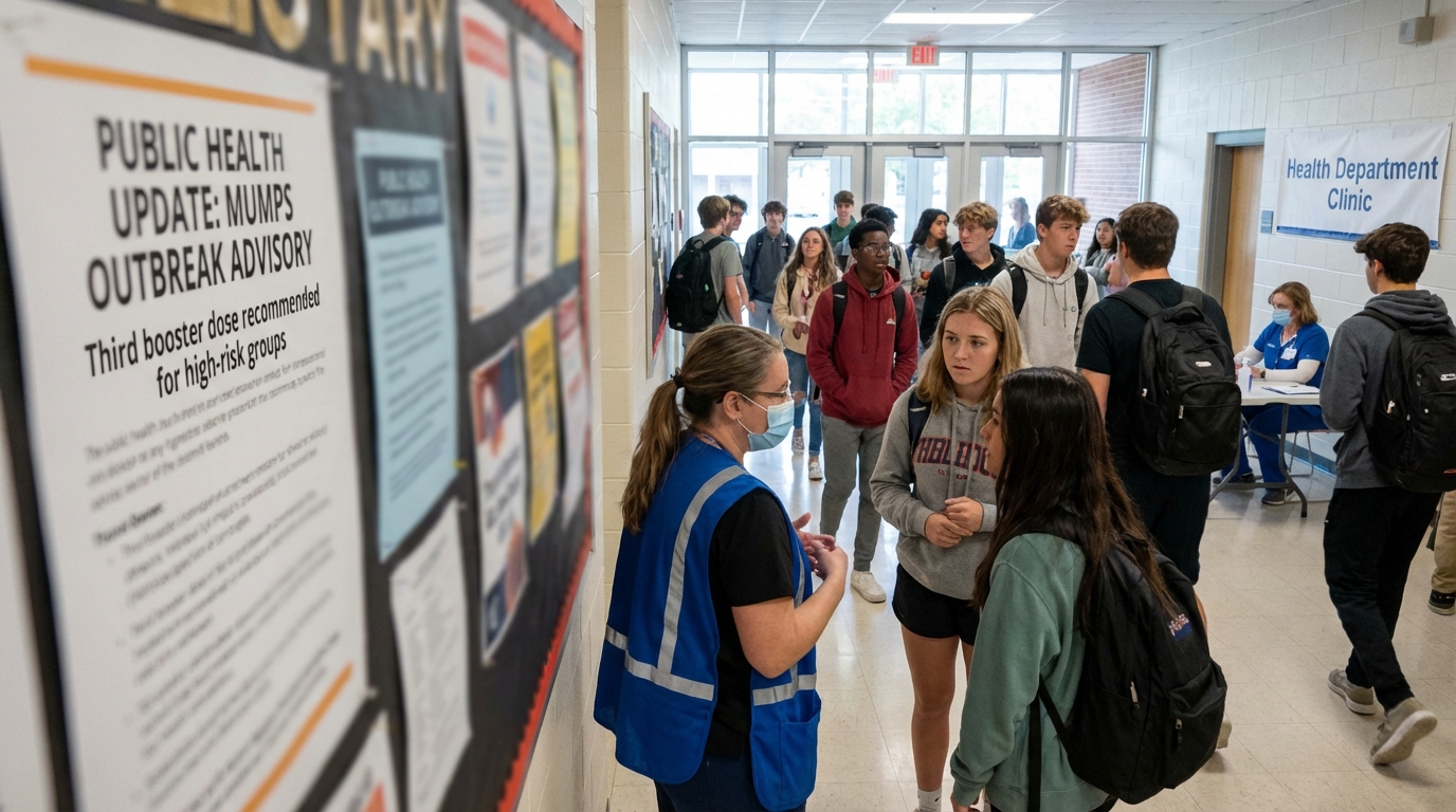 Healthcare professional preparing MMR vaccine vial and syringe in a clinically clean medical setting