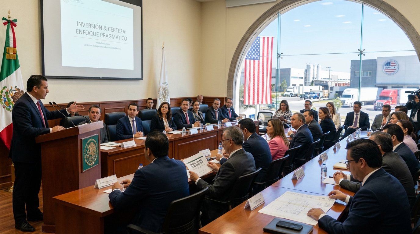 Large industrial manufacturing plant in Mexico representing nearshoring and trade stability.