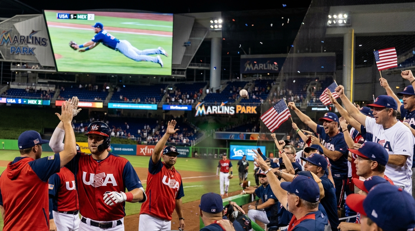 Professional baseball player hitting a powerful home run in a stadium.