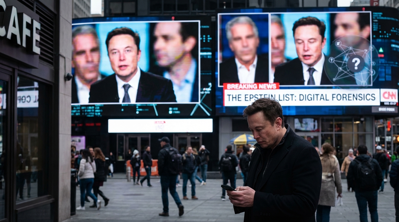 Close-up of an eye reflecting digital code and silhouettes of prominent figures.