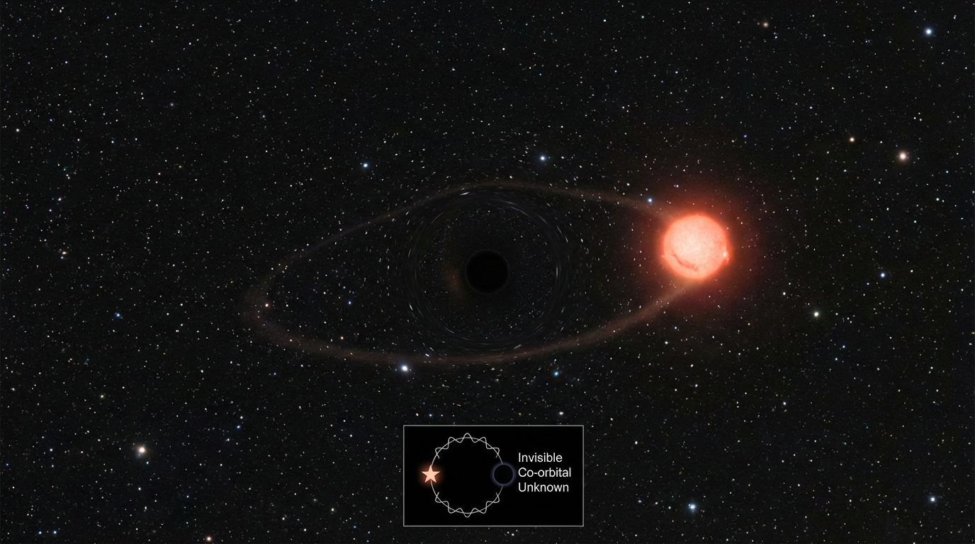 The orbital path of a sun-like star around a dormant black hole.