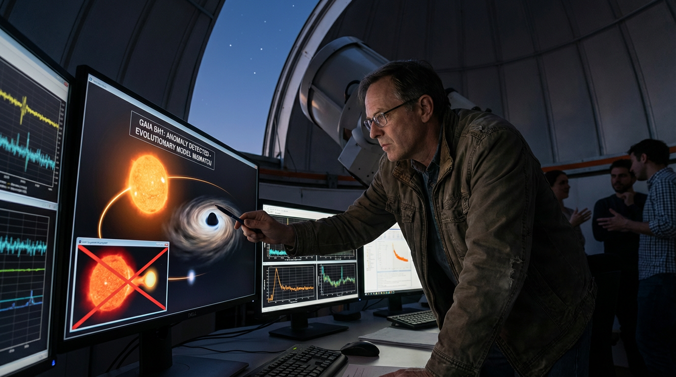Comparison of a massive collapsing star and a smaller orbiting companion star.