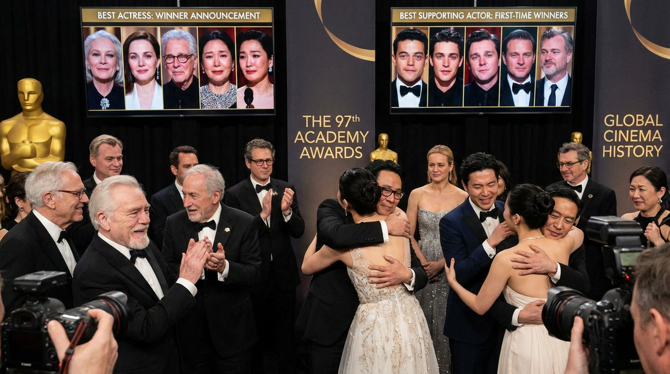 A collage symbolizing the emotional impact of the 2025 Oscar nominations.