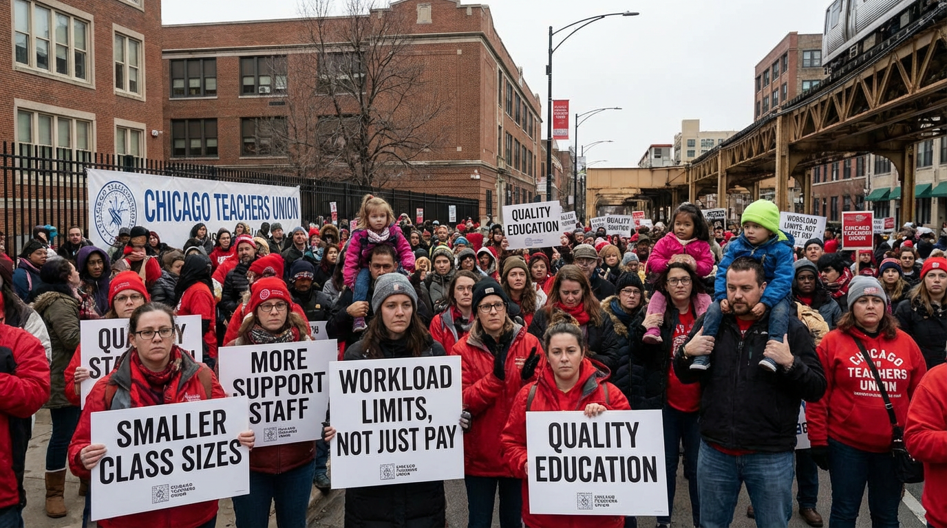 Stakeholders shaking hands after a successful negotiation in downtown Chicago.
