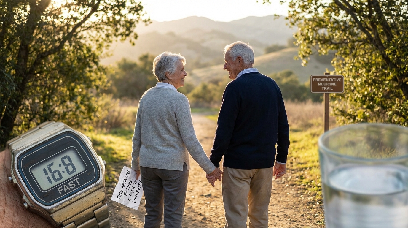 An active elderly couple symbolizing heart health and longevity.