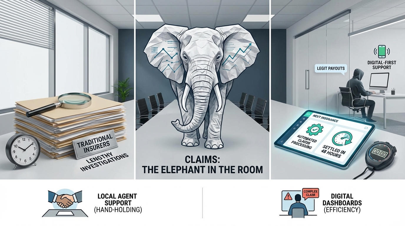 Comparison of traditional paper insurance claims versus digital automated claims
