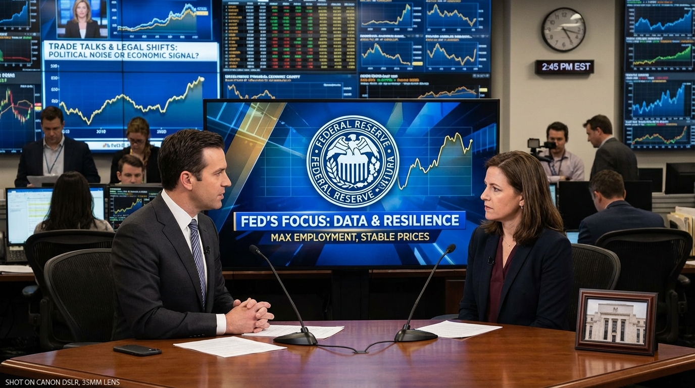 Federal Reserve official speaking at a podium during a press conference.