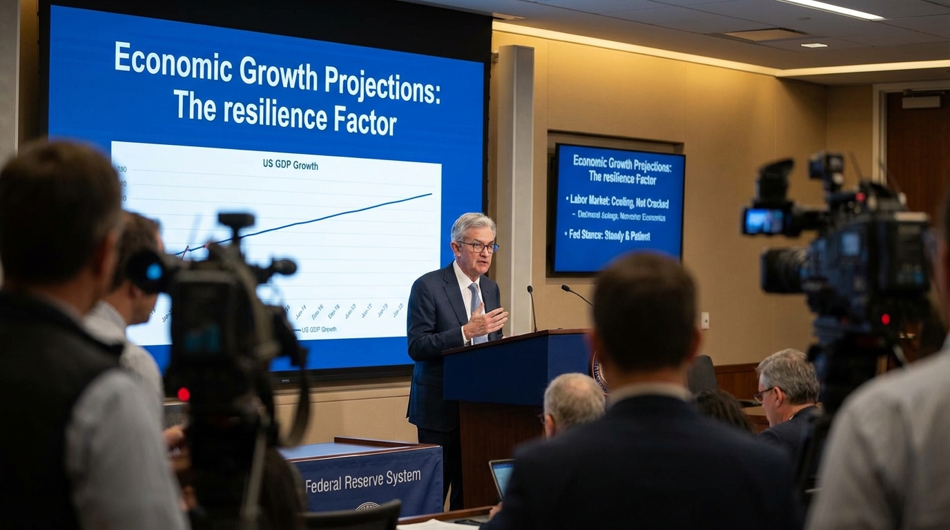 Digital stock market board showing resilient economic growth trends.