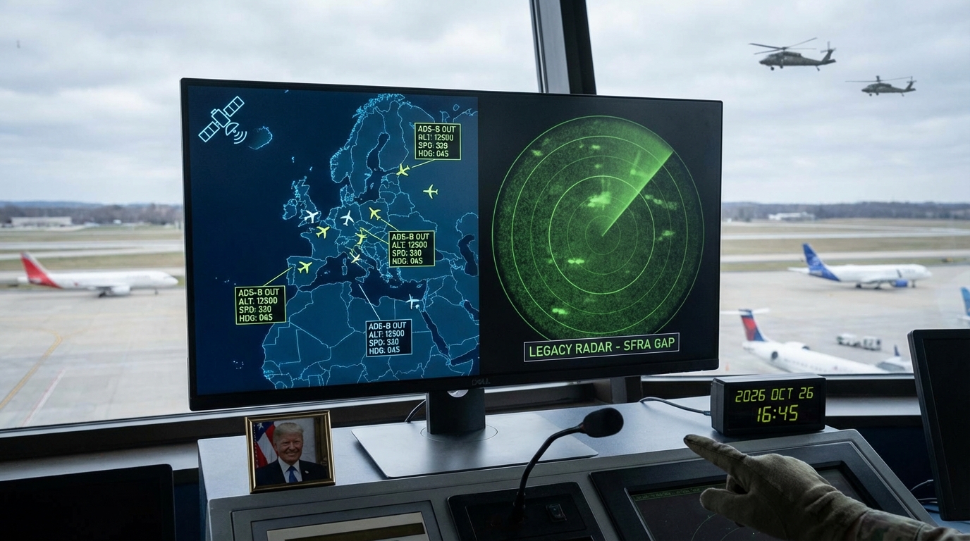 Close up of aircraft ADS-B display showing traffic