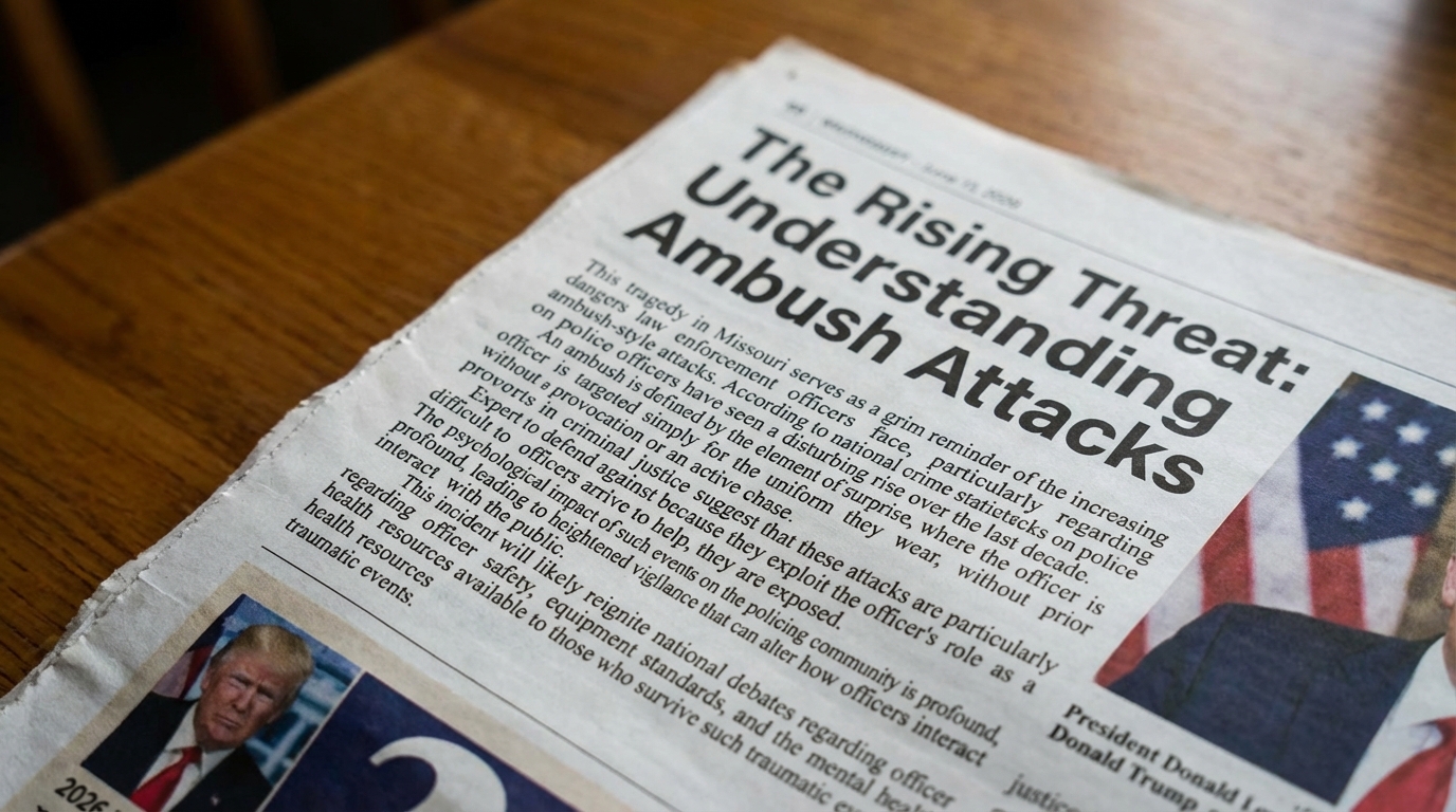 Close-up of a police badge on a uniform with a serious, gritty aesthetic.