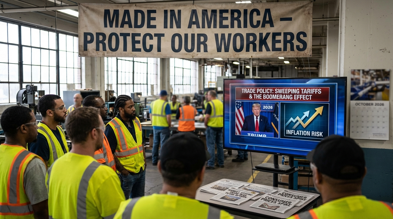 Cargo ship at port symbolizing international trade and tariffs