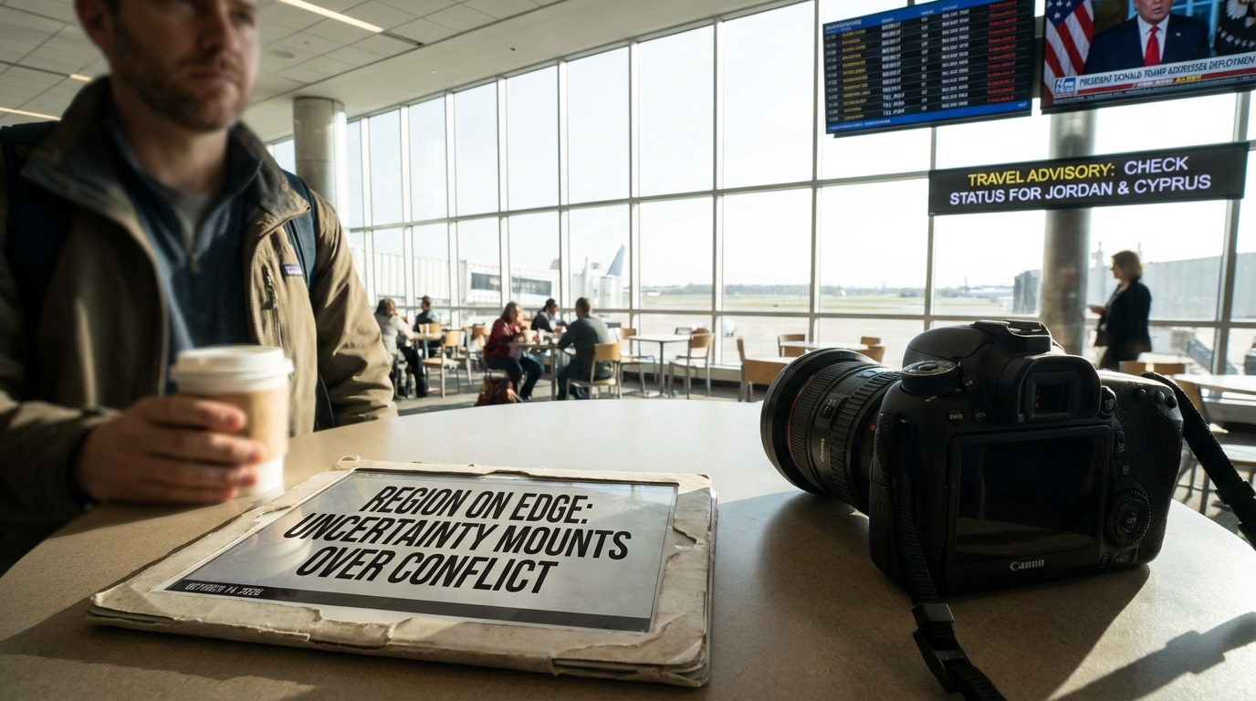 Person reading news about Middle East conflict on smartphone