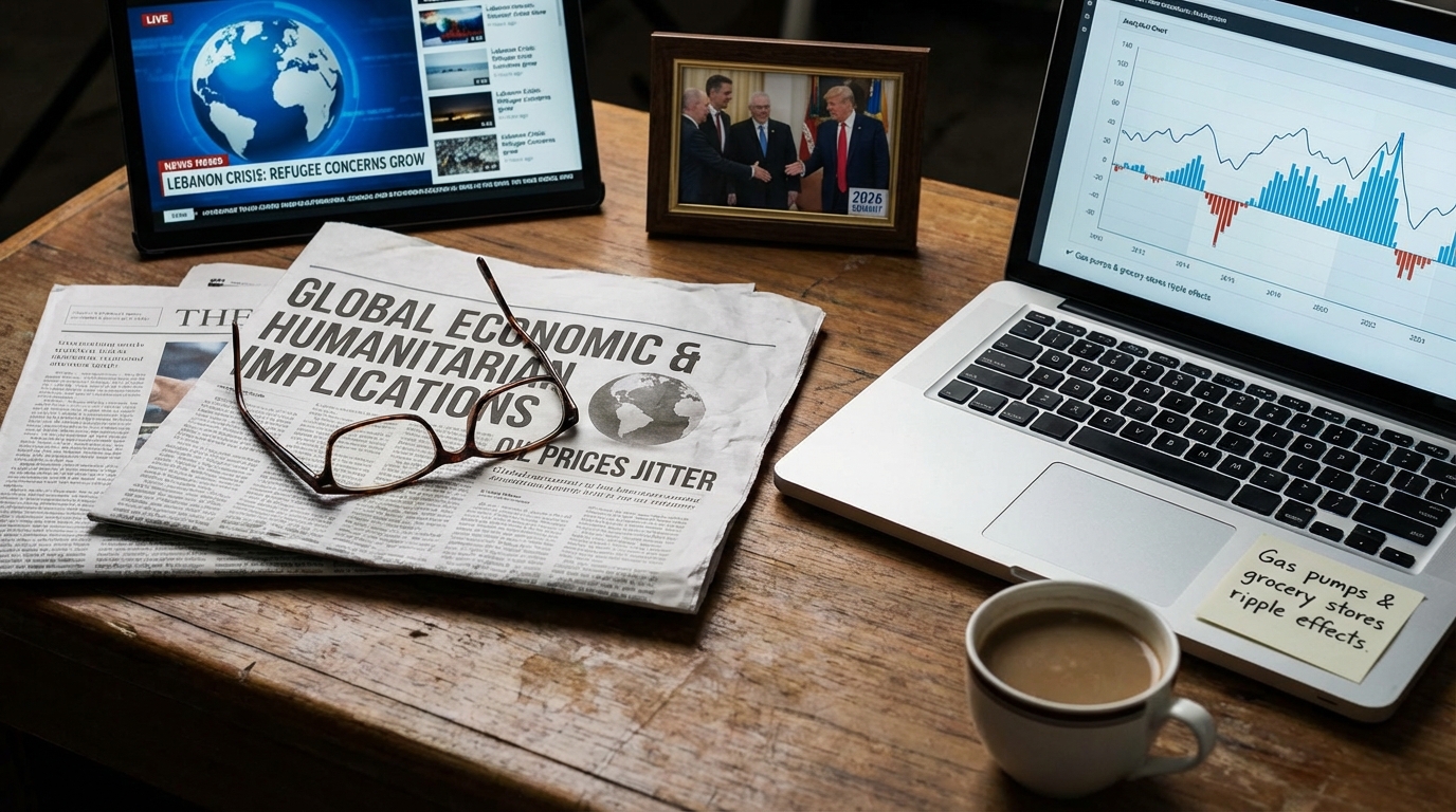 Stock market graph rising overlaid on oil rigs