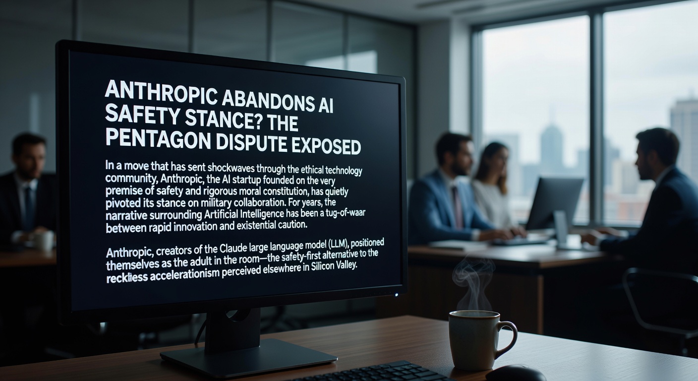 Split screen image contrasting a sterile AI laboratory with a military command center.