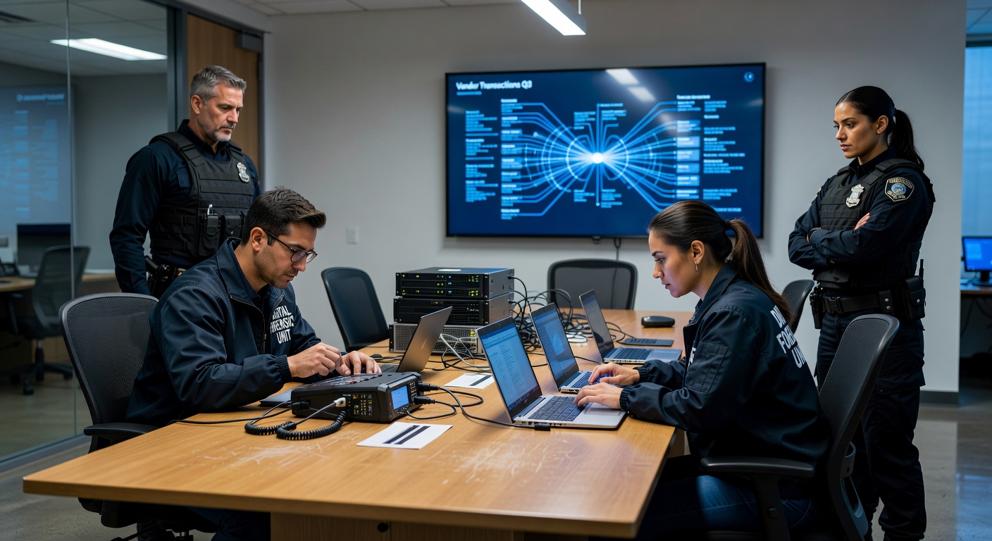 Digital forensics screen showing data analysis during a cyber investigation.