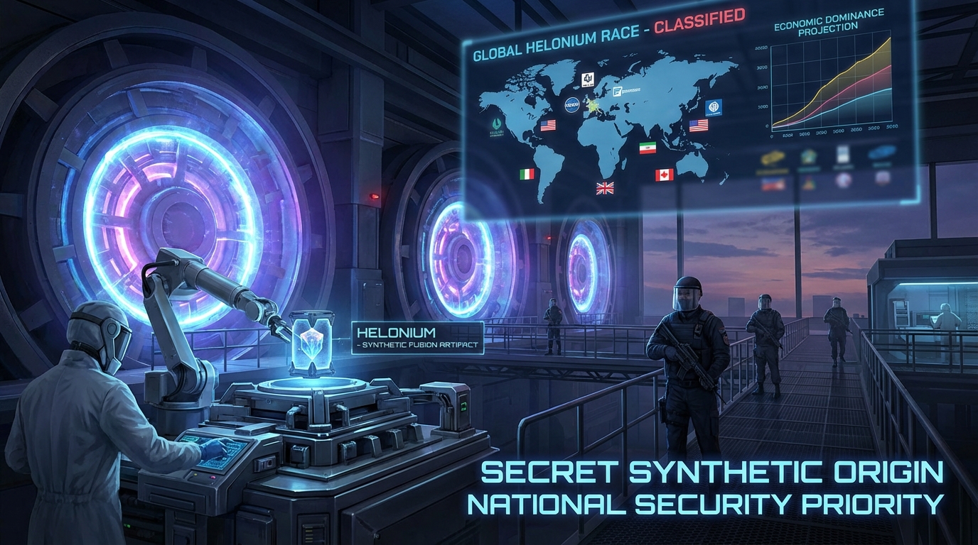 Corporate executives discussing global strategy and Helonium distribution maps