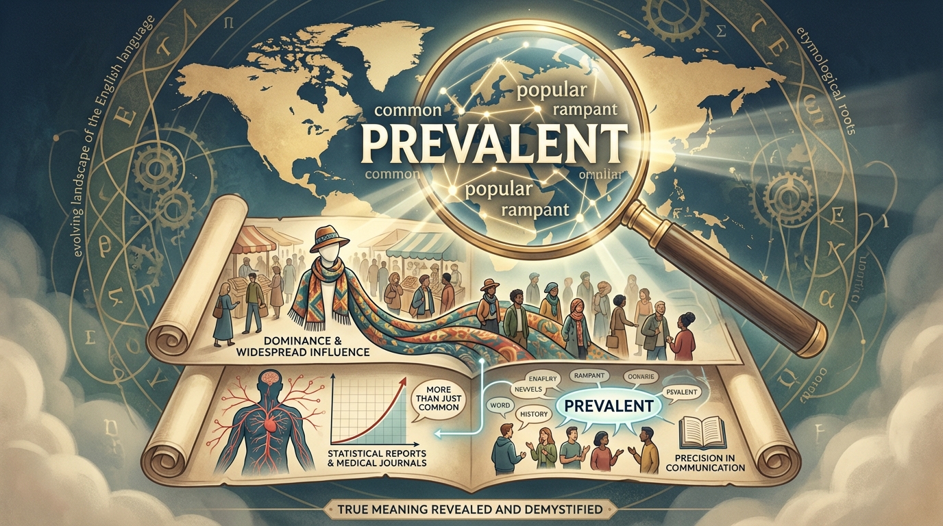 Close up of dictionary definition of the word prevalent
