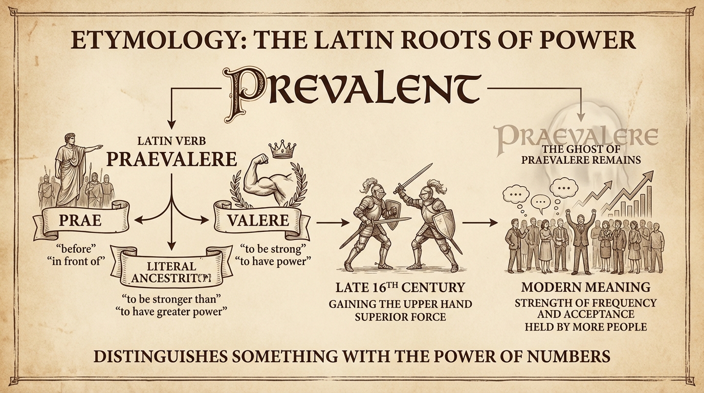 Ancient scroll with Latin root word praevalere