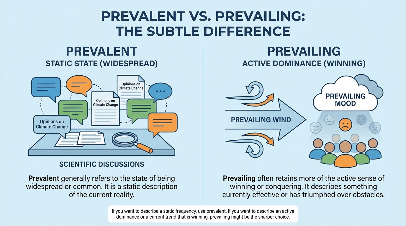 Chess pieces representing the difference between prevailing and prevalent