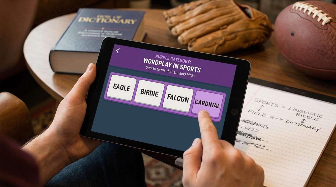 Glowing purple brain analyzing a puzzle piece